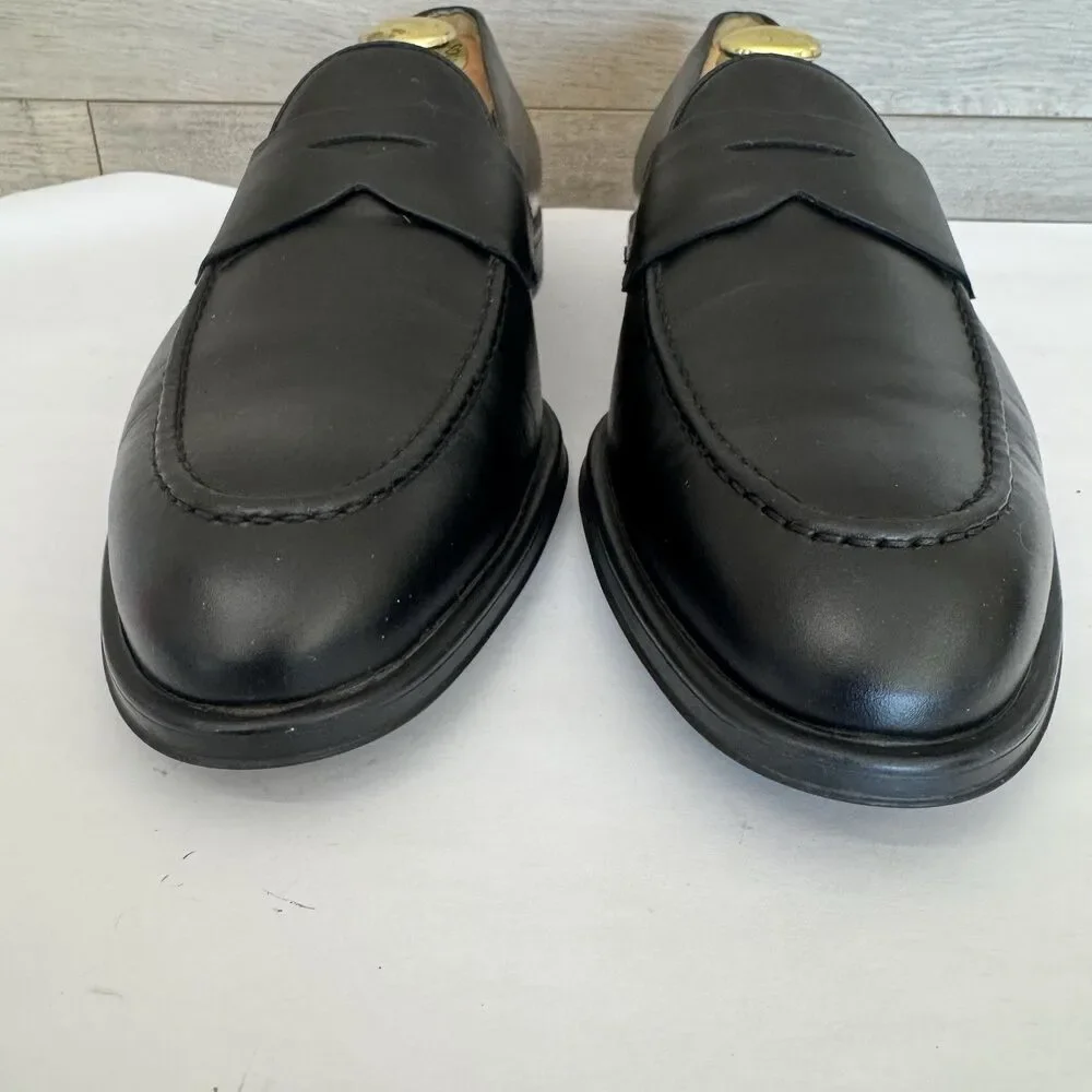 Antonio Maurizi Black Leather Penny Loafers Men EU 43 US 10-10.5 Preppy Casual‎